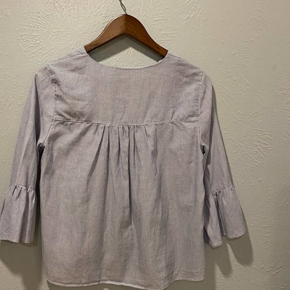 Madewell Veranda Bell-Sleeved Shirt Striped Blouse Womens XS - Picture 7 of 8